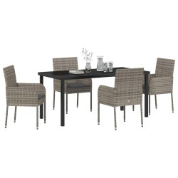 Ensemble de salle à manger pour jardin 5 pcs Gris polyrotin 564599564599