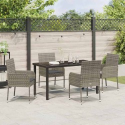 Ensemble de salle à manger pour jardin 5 pcs Gris polyrotin 564599564599