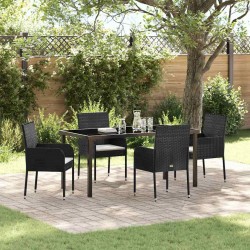 Ensemble de salle à manger pour jardin 5 pcs Noir polyrotin 564600564600
