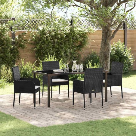 Ensemble de salle à manger pour jardin 5 pcs Noir polyrotin 564600564600