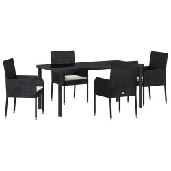 Ensemble de salle à manger pour jardin 5 pcs Noir polyrotin 564600564600