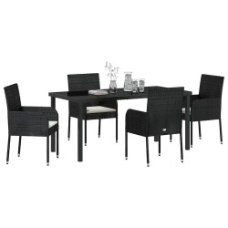 Ensemble de salle à manger pour jardin 5 pcs Noir polyrotin 564600564600