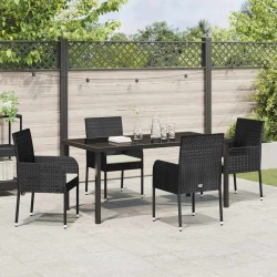 Ensemble de salle à manger pour jardin 5 pcs Noir polyrotin 564600564600