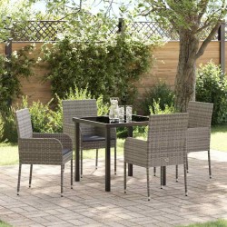 Ensemble de salle à manger pour jardin 5 pcs Gris polyrotin 564602564602