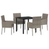 Ensemble de salle à manger pour jardin 5 pcs Gris polyrotin 564602564602