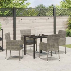 Ensemble de salle à manger pour jardin 5 pcs Gris polyrotin 564602564602