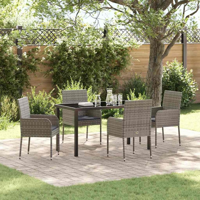 Ensemble de salle à manger pour jardin 5 pcs Gris polyrotin 564603564603