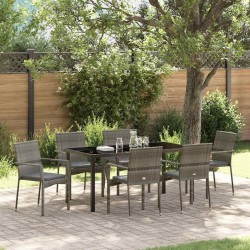 Ensemble de salle à manger pour jardin 7 pcs Gris polyrotin 564604564604