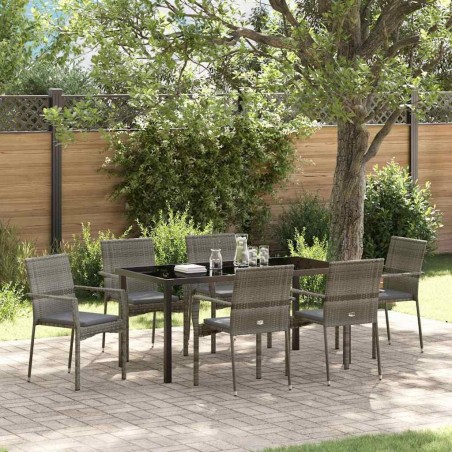 Ensemble de salle à manger pour jardin 7 pcs Gris polyrotin 564604564604