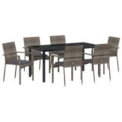 Ensemble de salle à manger pour jardin 7 pcs Gris polyrotin 564604564604