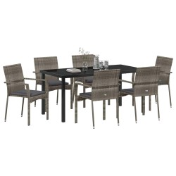 Ensemble de salle à manger pour jardin 7 pcs Gris polyrotin 564604564604