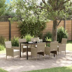 Ensemble de salle à manger pour jardin 7 pcs Beige polyrotin 564605564605