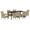 Ensemble de salle à manger pour jardin 7 pcs Beige polyrotin 564605564605