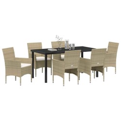 Ensemble de salle à manger pour jardin 7 pcs Beige polyrotin 564605564605