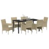 Ensemble de salle à manger pour jardin 7 pcs Beige polyrotin 564605564605