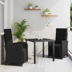 Ensemble de salle à manger pour jardin 3 pcs Noir polyrotin 564606564606
