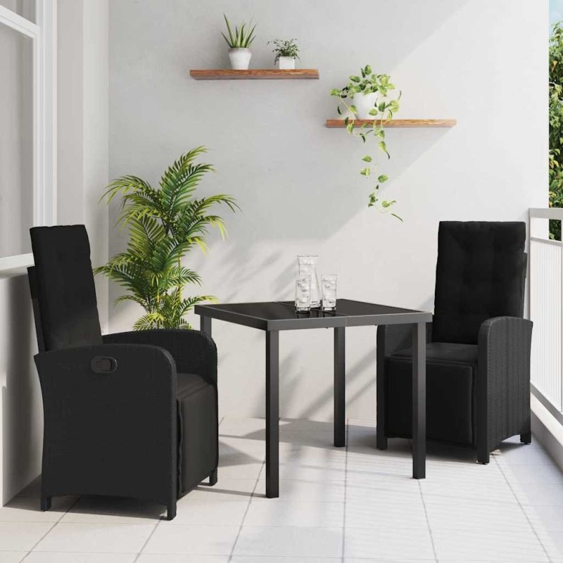 Ensemble de salle à manger pour jardin 3 pcs Noir polyrotin 564606564606