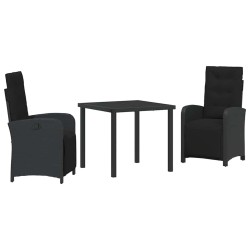 Ensemble de salle à manger pour jardin 3 pcs Noir polyrotin 564606564606