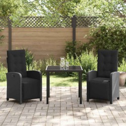 Ensemble de salle à manger pour jardin 3 pcs Noir polyrotin 564606564606