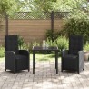 Ensemble de salle à manger pour jardin 3 pcs Noir polyrotin 564606564606