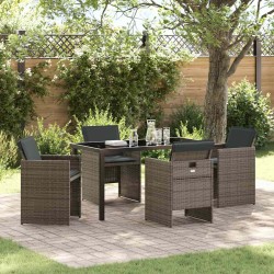Ensemble de salle à manger pour jardin 5 pcs Gris polyrotin 564607564607