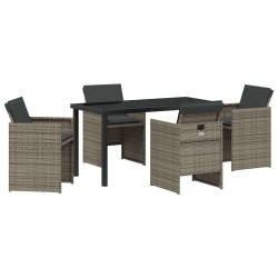 Ensemble de salle à manger pour jardin 5 pcs Gris polyrotin 564607564607