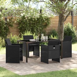 Ensemble de salle à manger pour jardin 5 pcs Noir polyrotin 564608564608