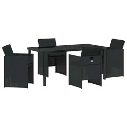 Ensemble de salle à manger pour jardin 5 pcs Noir polyrotin 564608564608