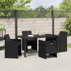 Ensemble de salle à manger pour jardin 5 pcs Noir polyrotin 564608564608