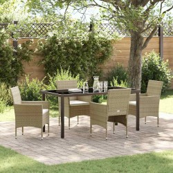 Ensemble de salle à manger pour jardin 5 pcs Beige polyrotin 564609564609