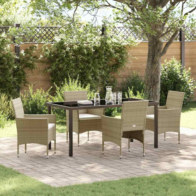 Ensemble de salle à manger pour jardin 5 pcs Beige polyrotin 564609564609