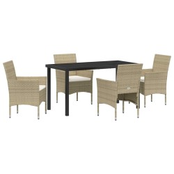 Ensemble de salle à manger pour jardin 5 pcs Beige polyrotin 564609564609