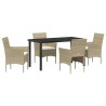 Ensemble de salle à manger pour jardin 5 pcs Beige polyrotin 564609564609