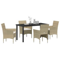 Ensemble de salle à manger pour jardin 5 pcs Beige polyrotin 564609564609