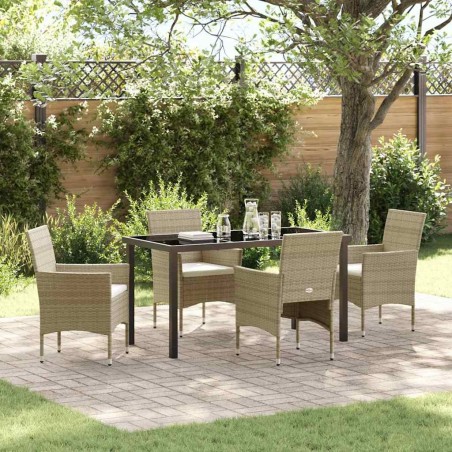 Ensemble de salle à manger pour jardin 5 pcs Beige polyrotin 564610564610