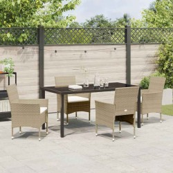 Ensemble de salle à manger pour jardin 5 pcs Beige polyrotin 564610564610