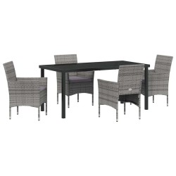 Ensemble de salle à manger pour jardin 5 pcs Gris polyrotin 564611564611