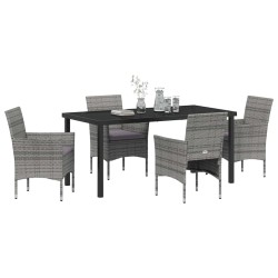 Ensemble de salle à manger pour jardin 5 pcs Gris polyrotin 564611564611