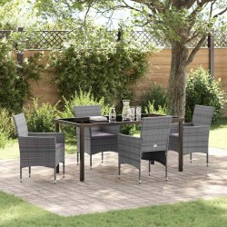 Ensemble de salle à manger pour jardin 5 pcs Gris polyrotin 564612564612