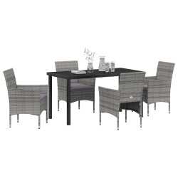 Ensemble de salle à manger pour jardin 5 pcs Gris polyrotin 564612564612