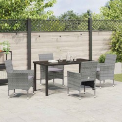 Ensemble de salle à manger pour jardin 5 pcs Gris polyrotin 564612564612