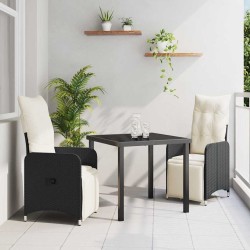 Ensemble de salle à manger pour jardin 3 pcs Noir polyrotin 564613564613