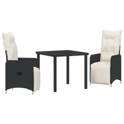 Ensemble de salle à manger pour jardin 3 pcs Noir polyrotin 564613564613