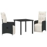 Ensemble de salle à manger pour jardin 3 pcs Noir polyrotin 564613564613