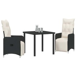 Ensemble de salle à manger pour jardin 3 pcs Noir polyrotin 564613564613