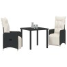 Ensemble de salle à manger pour jardin 3 pcs Noir polyrotin 564613564613