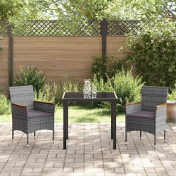 Ensemble de salle à manger pour jardin 3 pcs Gris polyrotin 564615564615