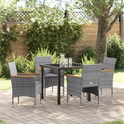 Ensemble de salle à manger pour jardin 5 pcs Gris polyrotin 564616564616