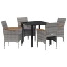 Ensemble de salle à manger pour jardin 5 pcs Gris polyrotin 564616564616