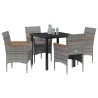 Ensemble de salle à manger pour jardin 5 pcs Gris polyrotin 564616564616